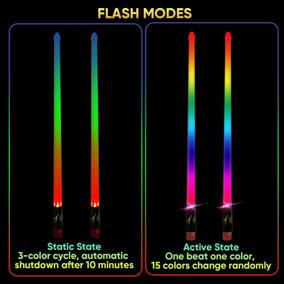 [828 Sale] Light Up Drum Sticks Rechargeable 15 Color Changing LED Drumsticks for Adults Kids Drummer Gifts Drum Accessories