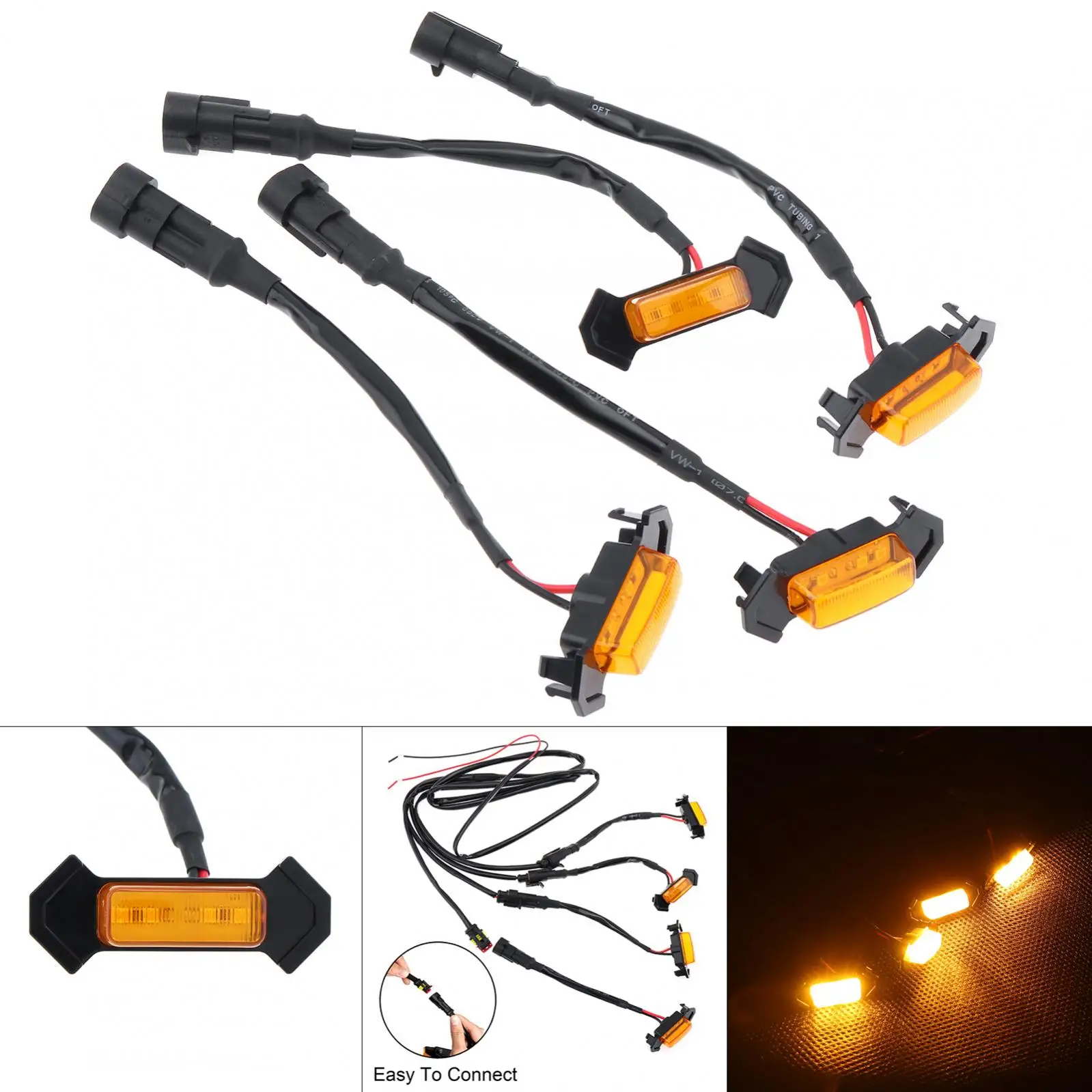 4pcs 12V Amber Shell with Amber Light Waterproof Grill Led Lights Fit for Toyota Tacoma TRD Pro, Super Bright Led Grill Lights