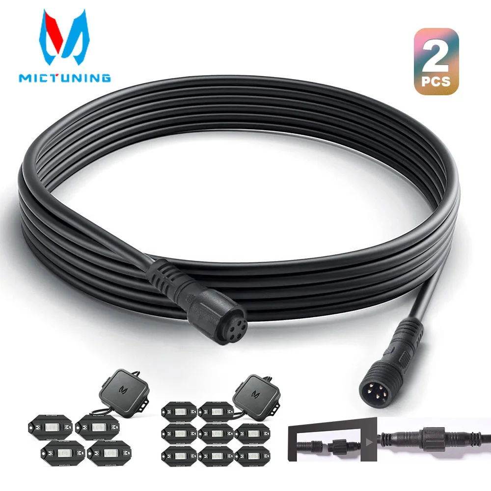 MICTUNING 10-Foot C1 Extension Cable with PVC Jacket Automotive Replacement Cable for C1 Rocker Light Extensions for C1 4/8 Pods