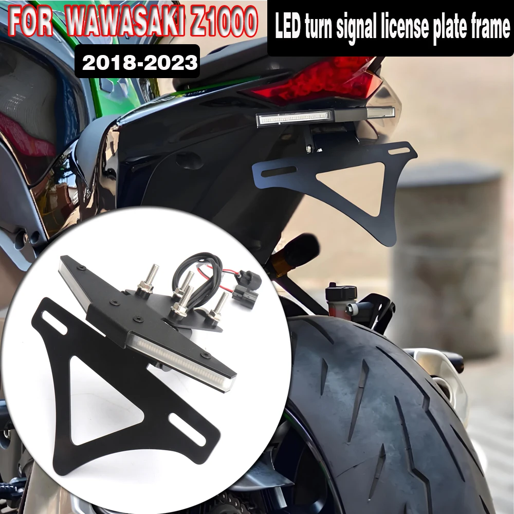 

FOR KAWASAKI Z1000 2018-2023 License Plate Holder turn signal integrated Tail Tidy adjustable Short number plate holder