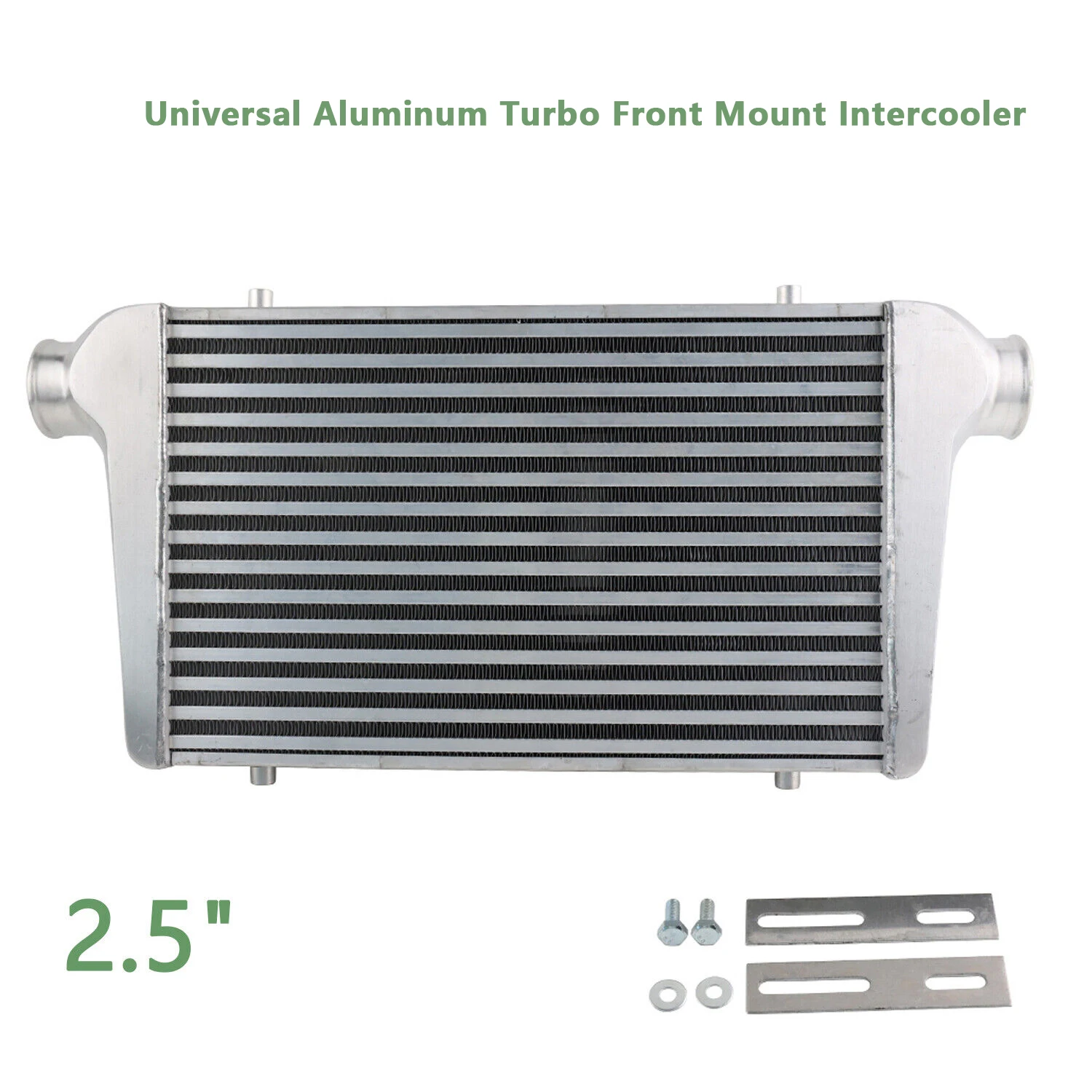 Intercooler Aluminium Universal Ukuran Besar 450X300X65Mm Inlet/Outlet 2.5 "Tabung & Dudukan Depan Sirip