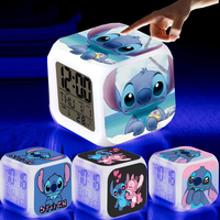 Fashion Stitch Alarm Clock Anime Cartoon Touch LED Night Light Home Decoration Desktop Ornament Children's Birthday Gift