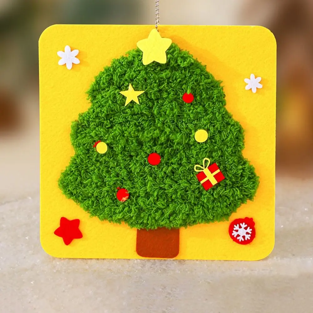 Cartoon Kerst Punch Naald Set Kerstman Sneeuwpop Handgemaakte Wol Schilderij Elanden Herten DIY Maken Materiaal Tas