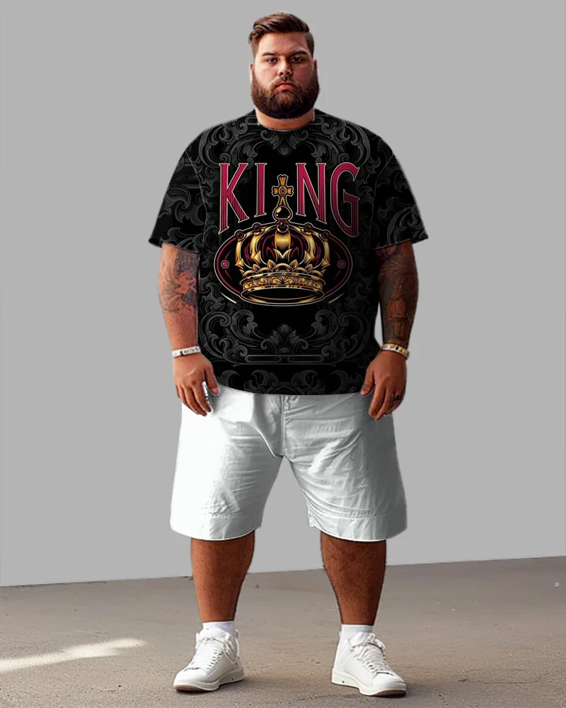 Biggmans T-Shirt Plus Size Set L-9Xl for Summer Clothing Oversize Suit Men's Large Block Street Short Shirt Shorts 7XL 8XL 9XL