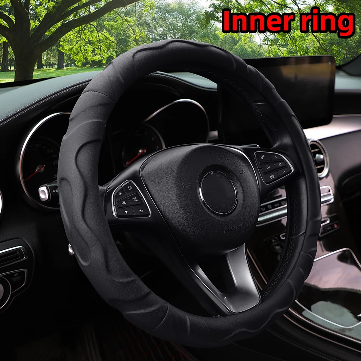 1 artificial Lamb Skin sense three-dimensional styling sports car steering wheel cover fits 14.5-15 inches 37-38CM