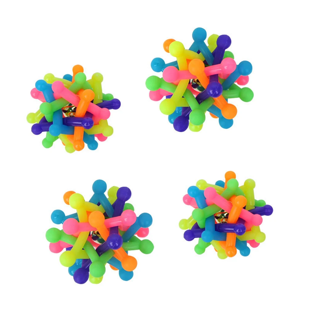 

Rainbow Hollow Teething Meteor Dog Toy Pet Chewing Plaything Bell Sound Colorful Ball Home Office Decoration Durable for Dogs