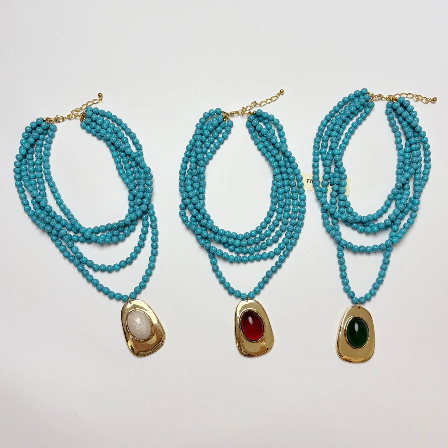 

Bohemian Multi-layered Green Stone Beaded Stretch Necklace for Women Beach Ethnic String Charm Women's Jewelry Gifts