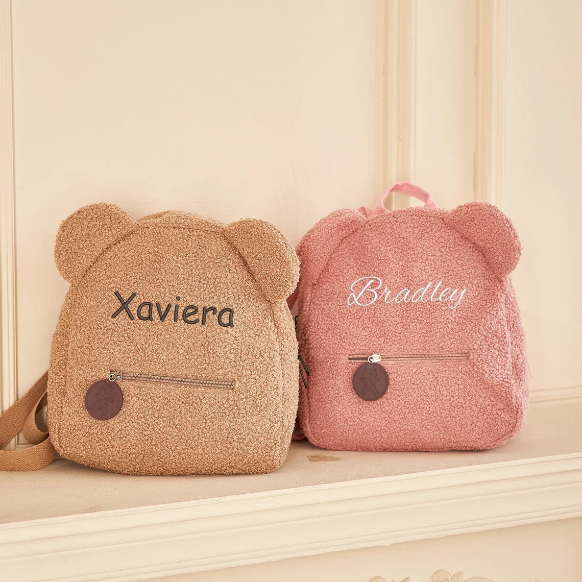 Mochila bordada personalizada para niños pequeños, de viaje de oso de peluche morral, regalo para niños y bebés