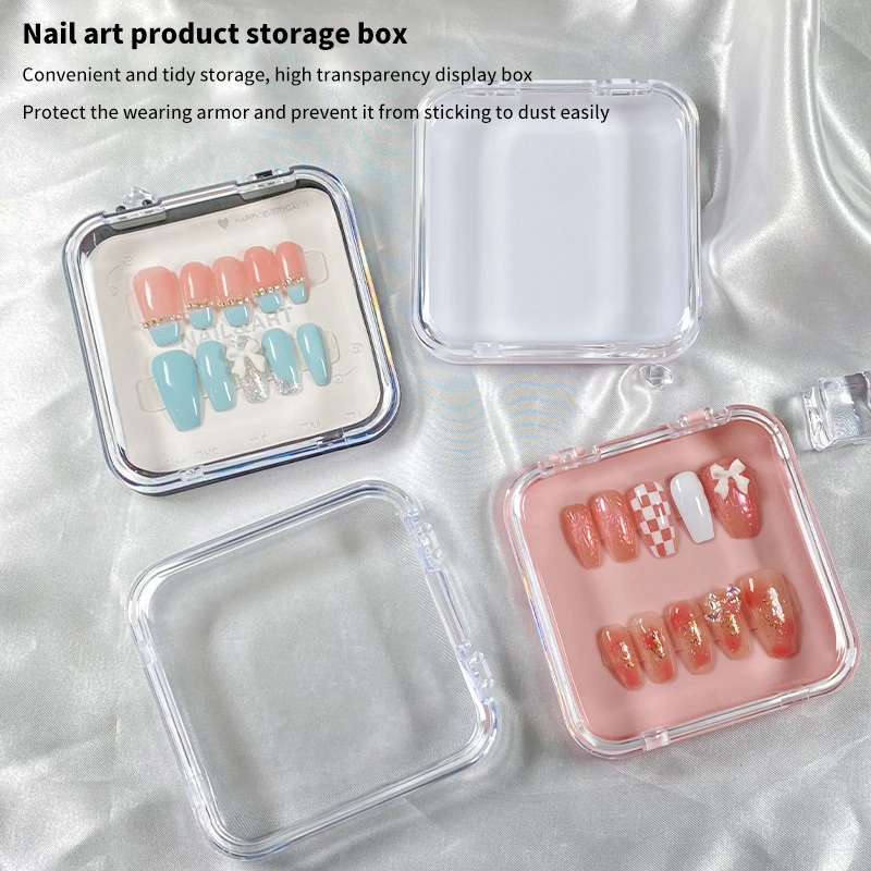 8.5*8.5cm Fake Nails Transparent Organizer Display Box Dustproof Exquisite False Nails Display Case Anti Oxidation Packing Box