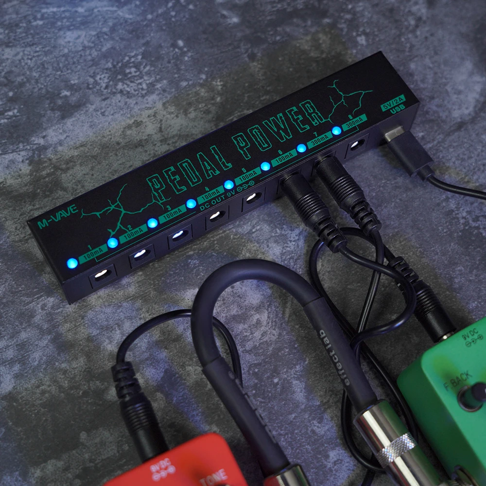 M-VAVE PEDAL POWER Guitar Pedal Power Supply 8 Isolated DC 9V 100mah or 300mah Outputs Ideal choice for Guitar Bass view 5
