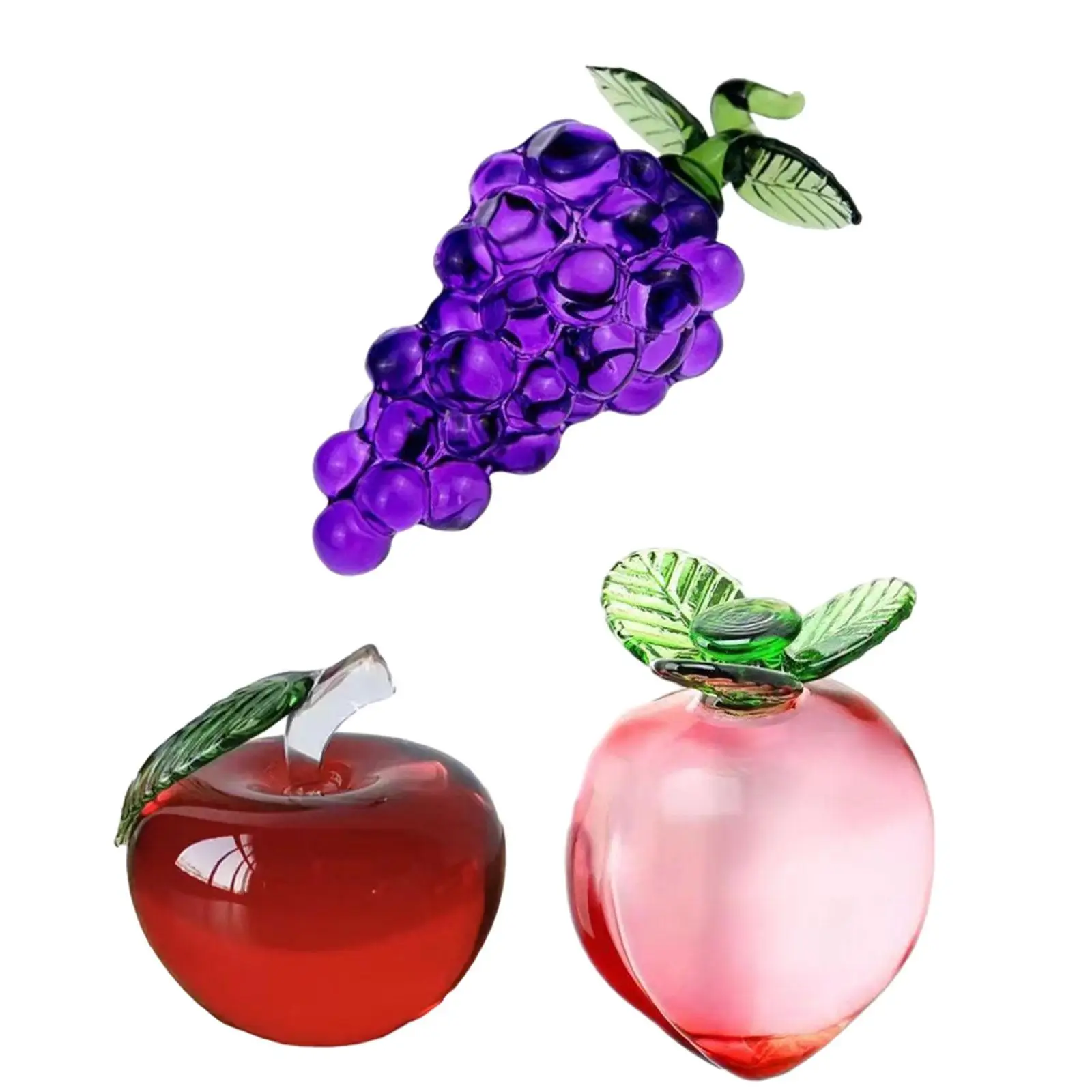 Crystal Statue Fruit Ornament Paperweight Miniature Glass Fruit Figurine Sculpture for Car Home