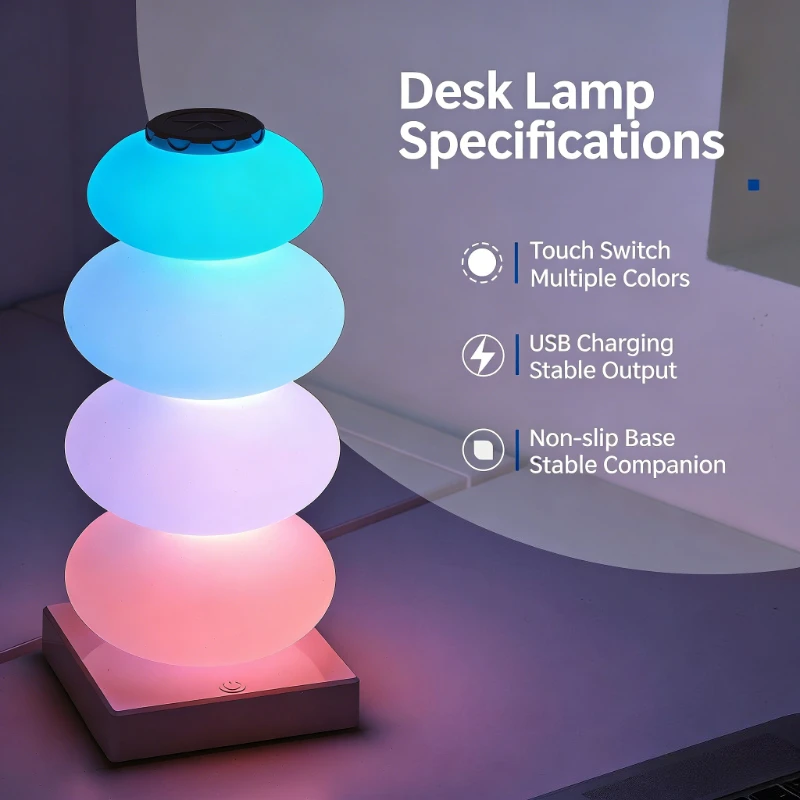 

Macaron Rainbow LED Night Light Cute Candy Lamp for Kids Room Bedroom Girly Candy Style Children's Room Atmosphere Light