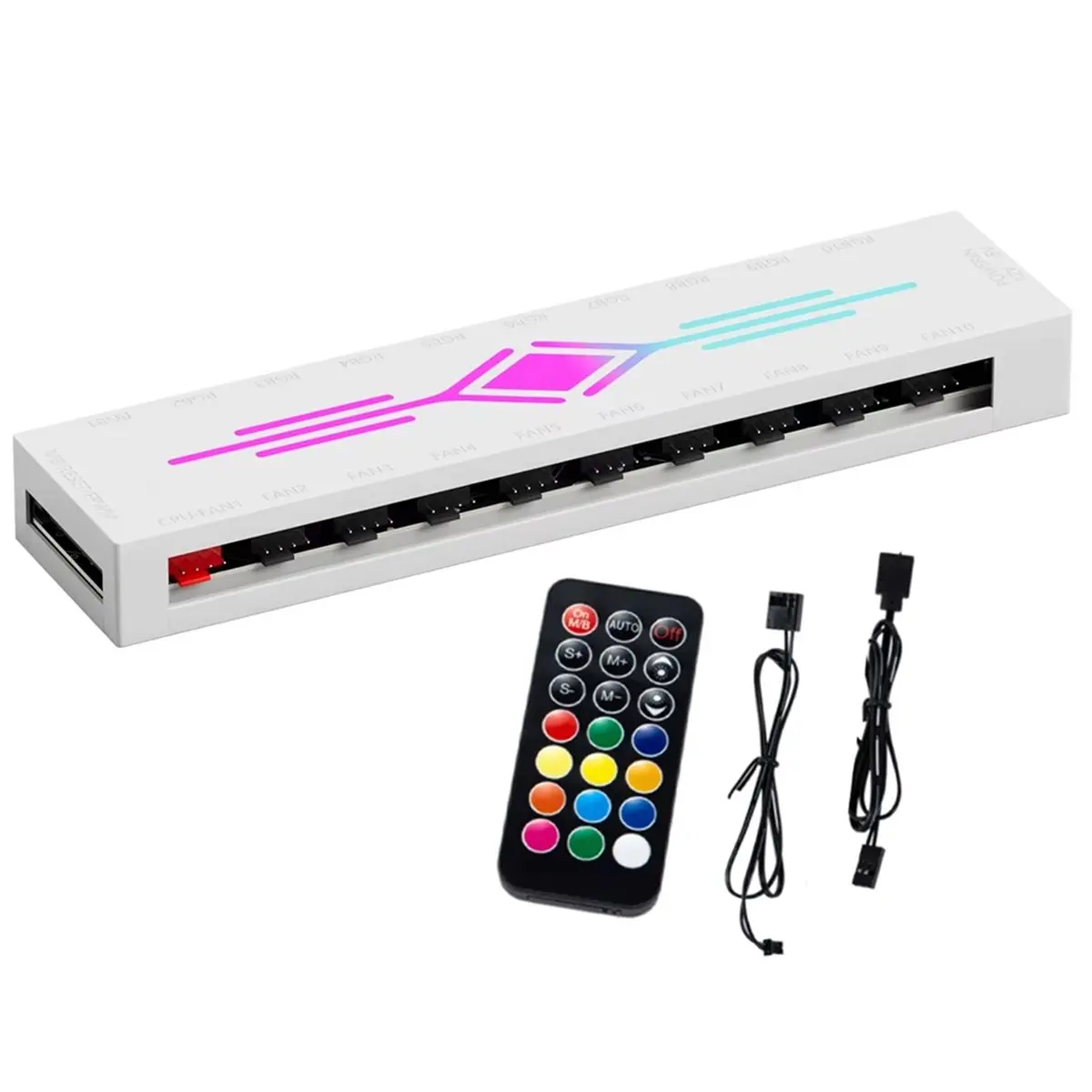 Supernew ABDD HA60 ARGB&FAN HUB X10 5V 3Pin + PWM 4Pin 2 in 1, Support M/B AURA SYNC & Music Induction & IR Remote Control B