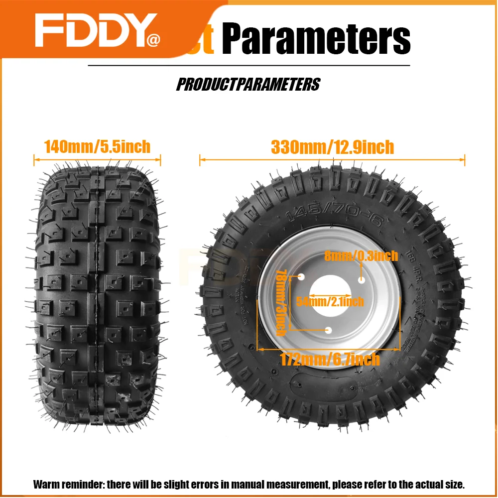 FDDY Good Quality 145/70-6 ATV Tire for Small Bull 6 Inch Wheel Tyre 50cc 70cc 110cc Use