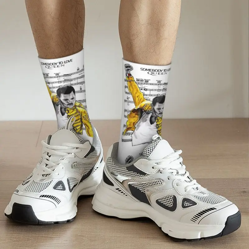 Love Queen Freddie Mercury Men's Crew Socks Unisex Cool 3D Printing Rock Music Dress Socks