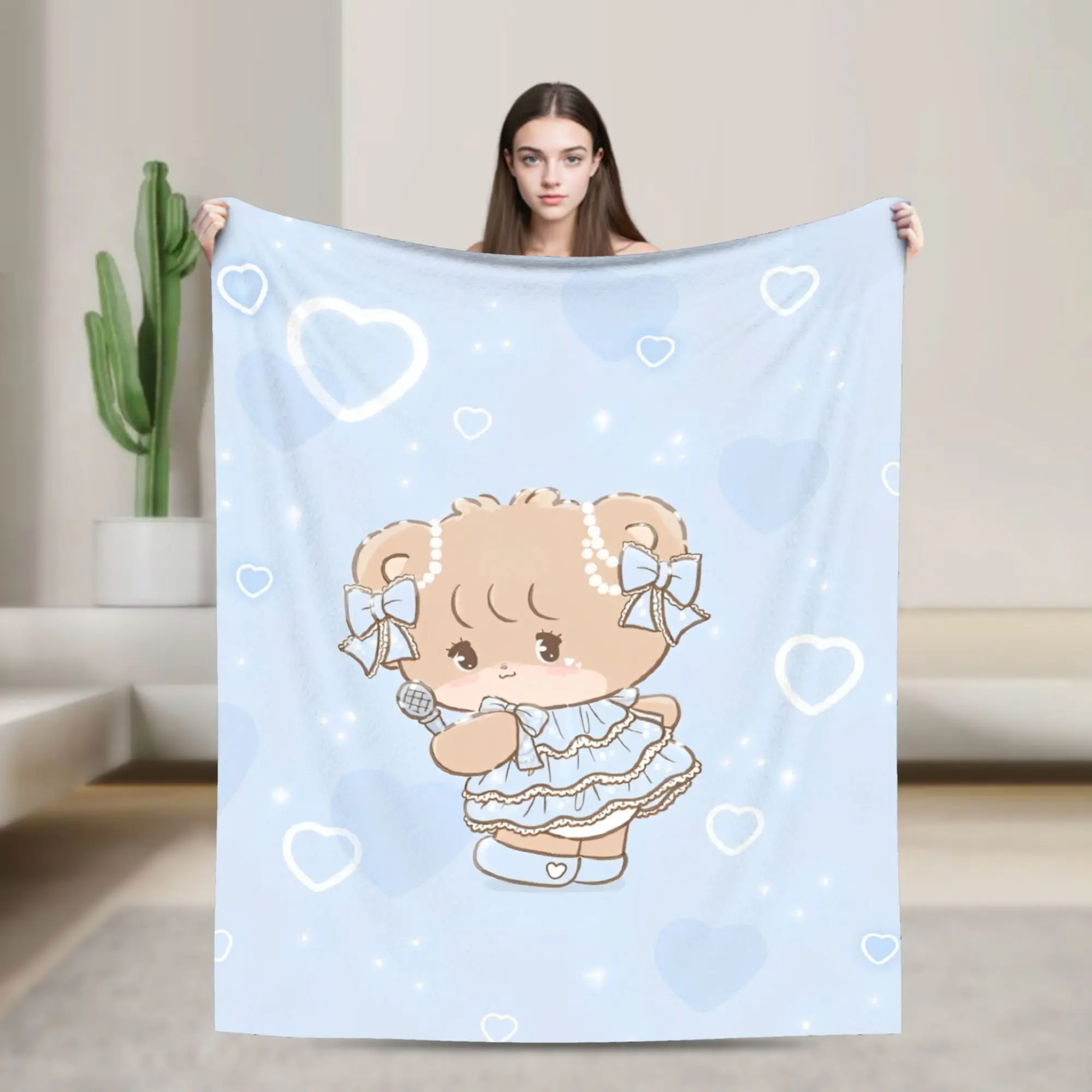 Mikkos Latte Cute Bear Fleece Blankets Awesome Throw Blankets for Home Hotel Sofa  150*125cm Bedspreads,