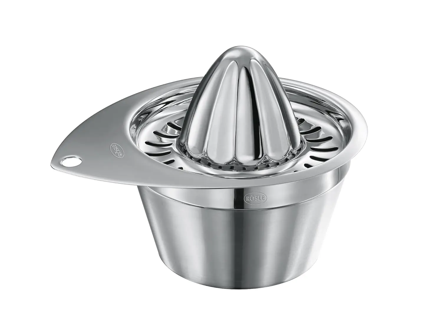 

Stainless Steel Manual Citrus Juicer with Strainer for Lemons, Limes, Oranges - Durable & Dishwasher Safe