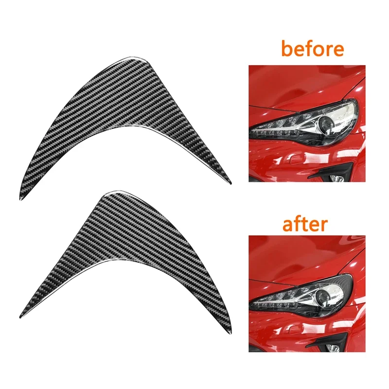 

1 Pair Carbon Fiber Front Headlight Eyebrow Stickers Car Headlamp Eyelids Decoration Strips For Toyota GT86 Subaru BRZ 2012-2016