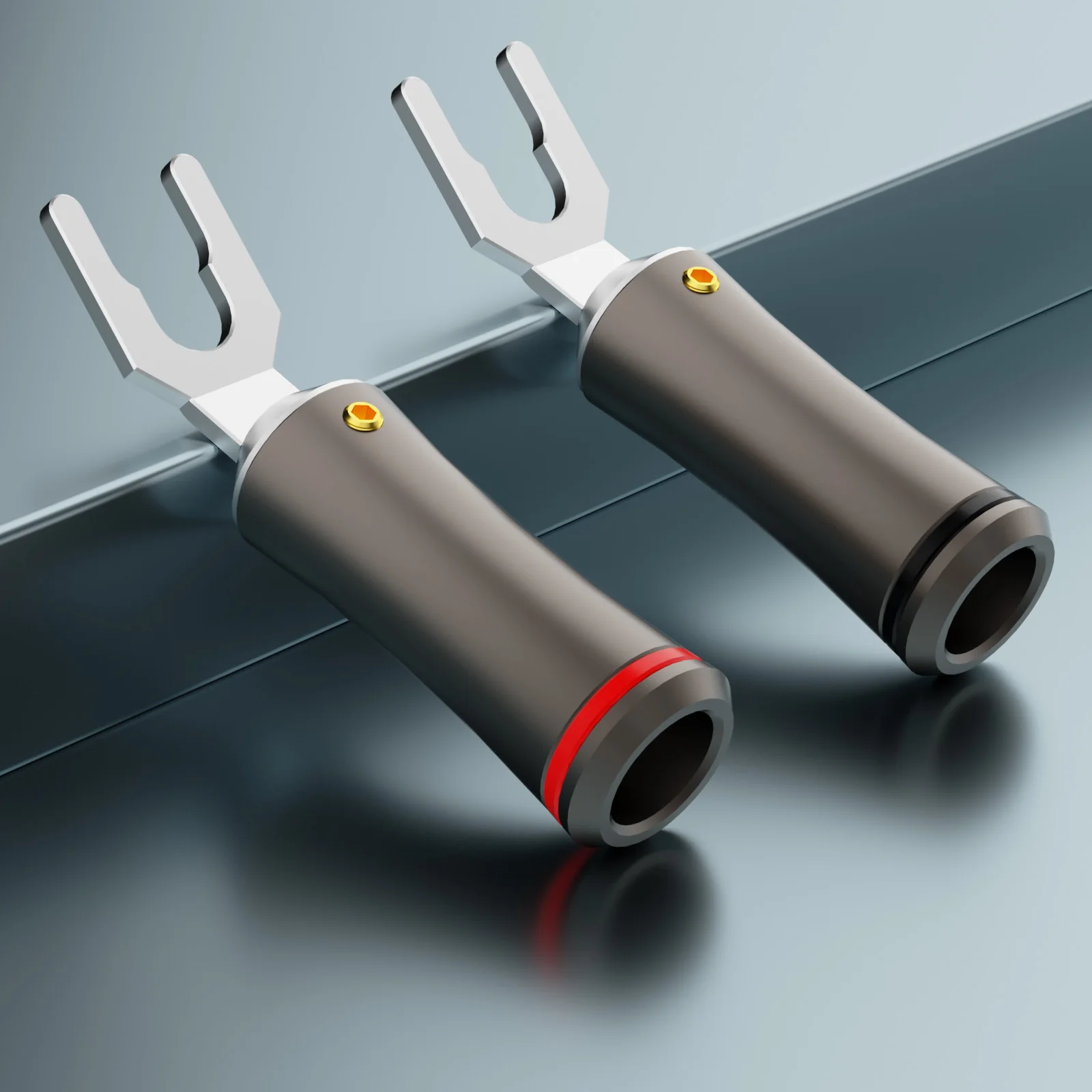 Monosaudio S911Ag -196 Deep Cryogenic Treatment Pure Solid Silver Spade เงินบริสุทธิ์ Y spade ปลั๊กสําหรับสายลําโพงปลั๊ก