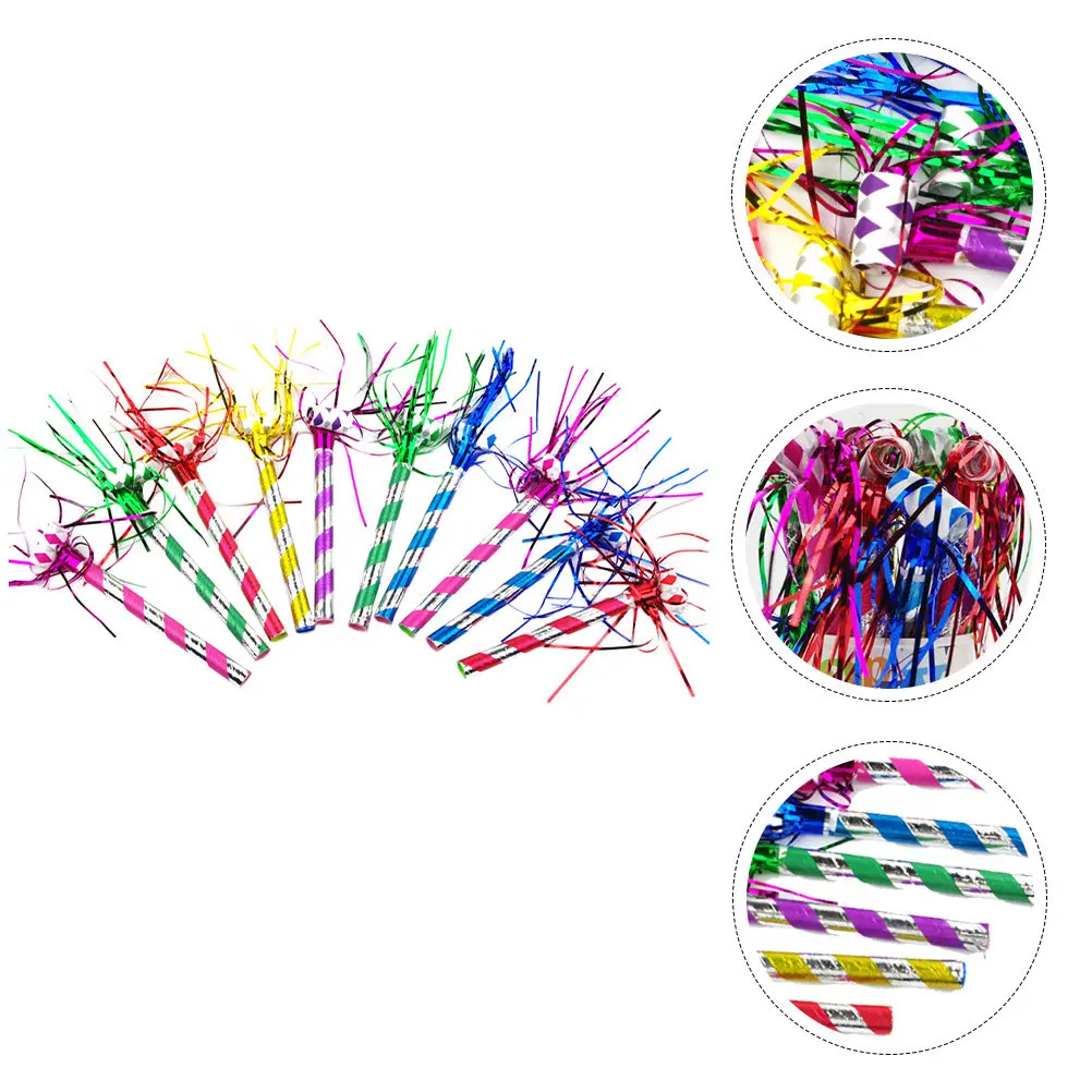 

30Pcs Party Whistles Bright Color Tassel Blowouts Cheer Props for Birthday Carnival Wedding Festival Supplies Party Whistles