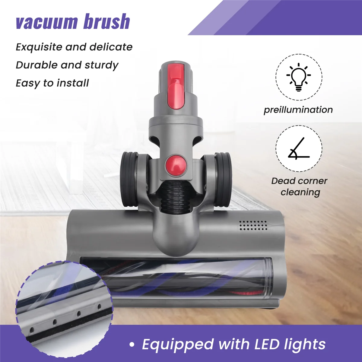 A56T Turbo Electric Motorized Brush for Dyson V7 V8 V10 V11 V15 Brush Cleaner Head with LED Light for Carpet Tile Hard Floor