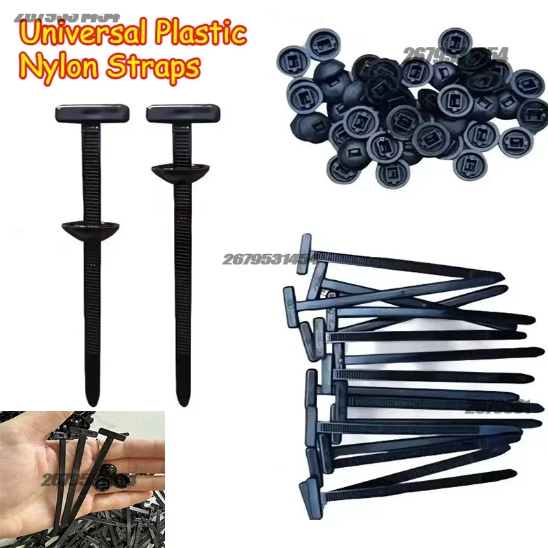 Plastic Straps Universal Car Nylon Cable Tie Buckles Heavy Duty Self-Locking Zip Ties Holder with Pin Button Fasteners Resistant