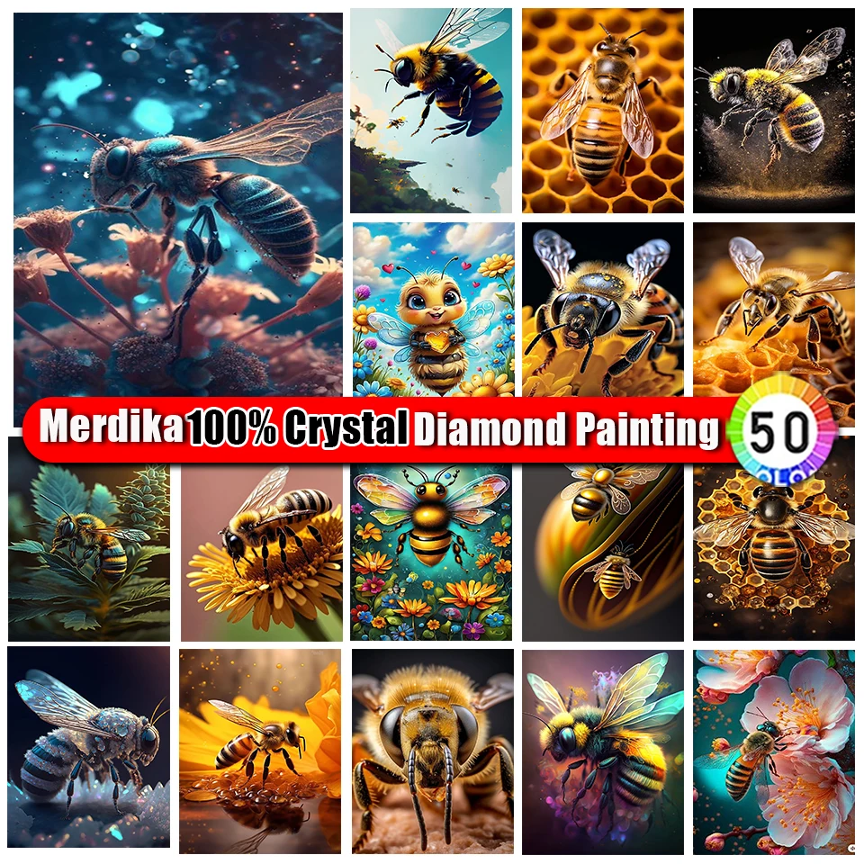 100% Crystal Diamond Painting Cute Animal Honeybee Full Round Diamond Embroidery Mosaic Cartoon Insect Picture 5d Diy Home Decor