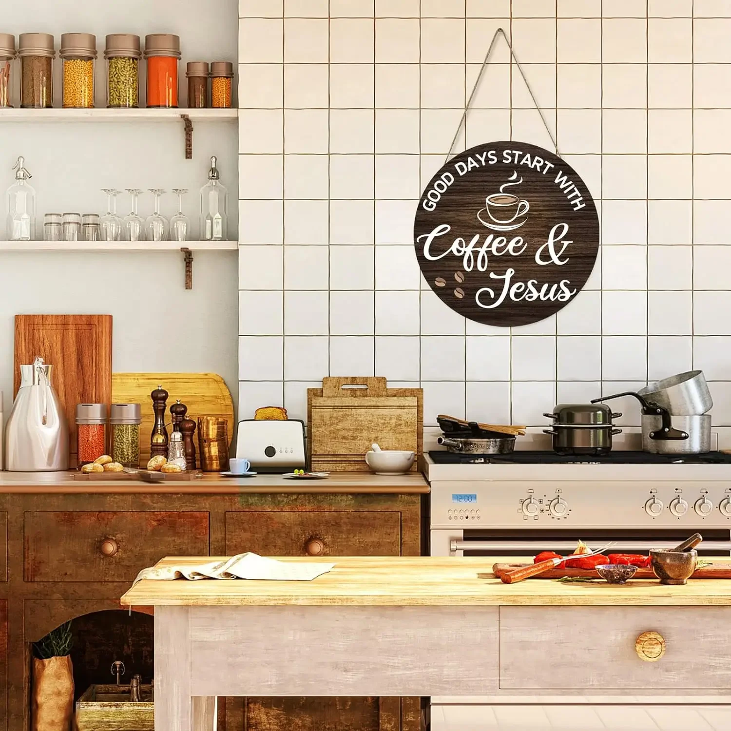 Coffee Signs Decor for Coffee Bar Wood Farmhouse Wall Sign Decor for Kitchen Home Office Cafe Coffee Station Housewarming Gift