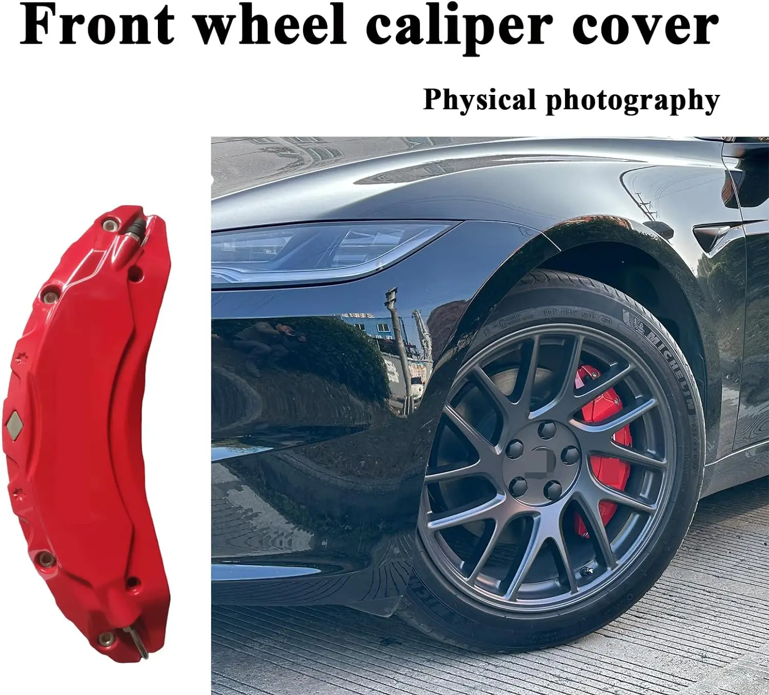 Brake Caliper Cover For Tesla Model 3 Model Y 2017-2024 For Model 3 Highland Accessories 18 19 20 Inch Wheel Hub Set Of 4Pcs