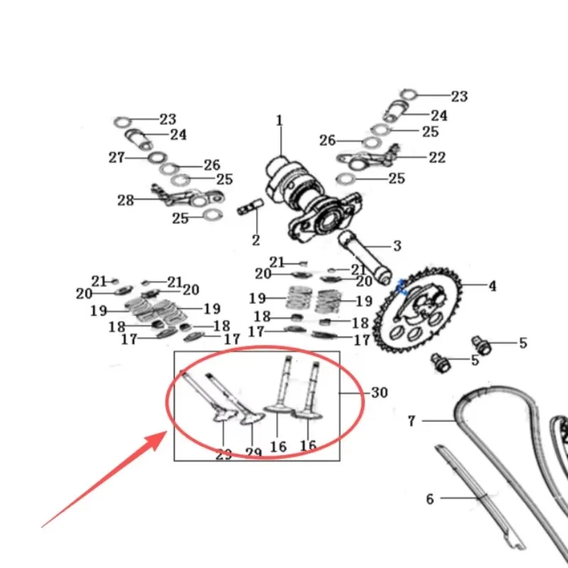 KhValve Set (4 шт.) 500550106-0001 для длинных запчастей и аксессуаров для квадроциклов Loncin 700 XWolf 700i