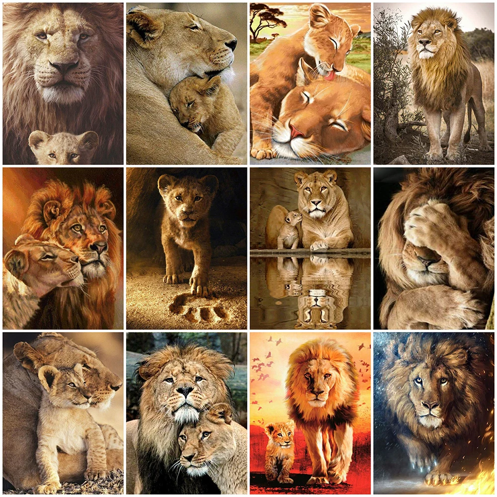 5D Diy Diamond Painting Domineering Lion Full Rhinestones Embroidery Mosaic Art Cross Stitch Kits Home Decor New Arrivals 2023