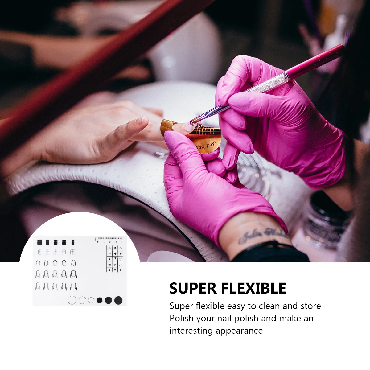 مسمار الفن سيليكون حصيرة مانيكير حصيرة ختم لوحة البولندية وسادة ملصق مائي دليل حاكم تخزين سهل التنظيف (نمط ب) #4