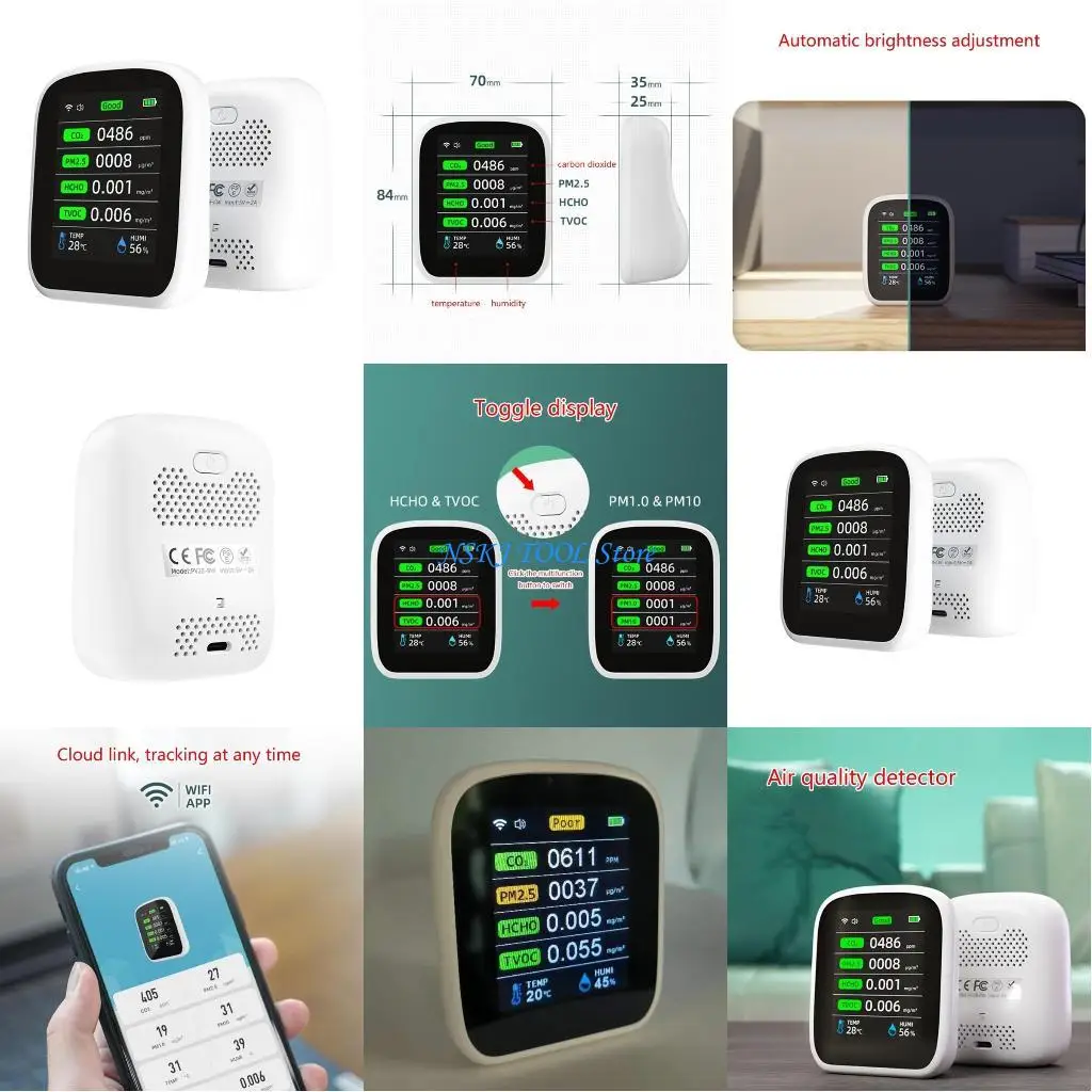 

L8RC Air-Quality Monitor Indoor-Carbon Dioxide Monitor Temperature Humidity-Detector