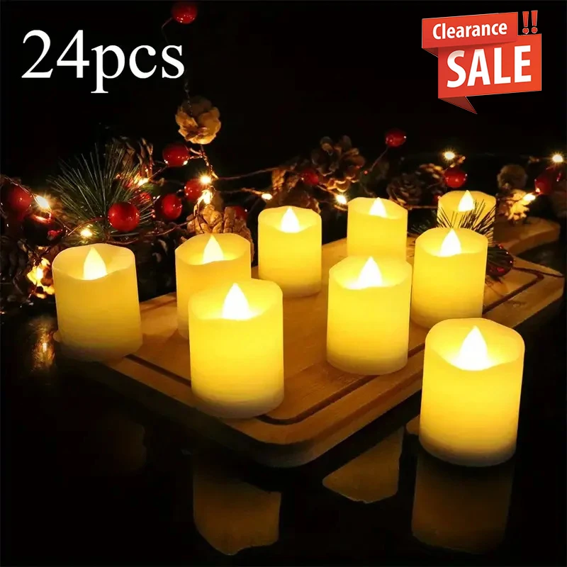 24pcs Led Candle Battery Powered Warm White Flameless Candle Halloween Christmas Decor Candle Light Wedding Birthday JJ2862