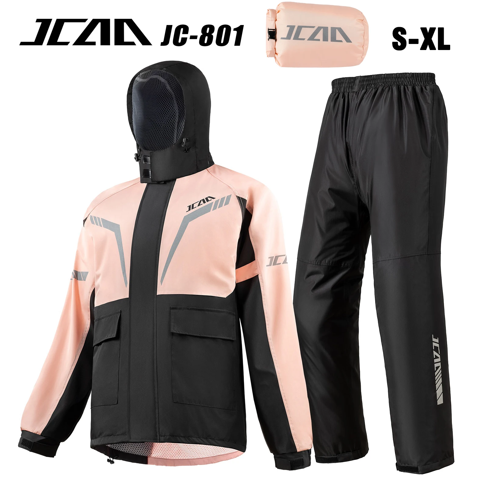 

JCAA Cycling Raincoat Pants Independent Split Suit Waterproof Windproof Motorbike Rain Coat Sets Bike Reflective Riding Jacket