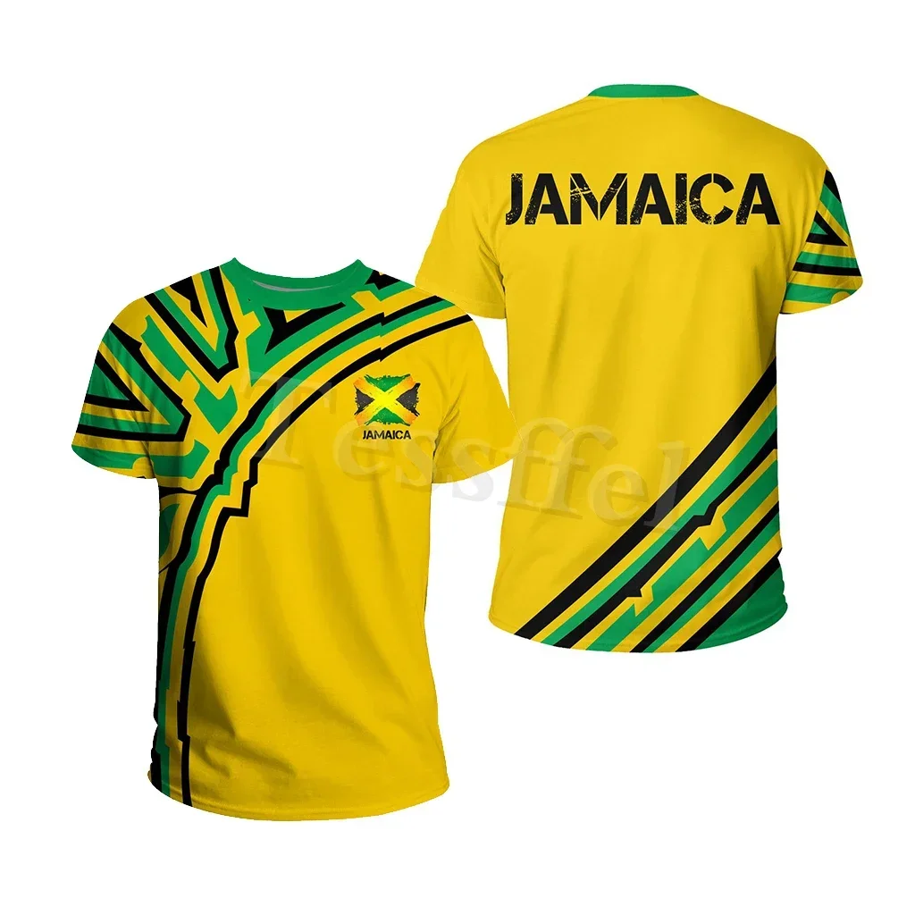 Jamaica Lion Emblem Summer New Fashion 3D Printed Top T-shirt Men and Women Can Be Large Size Loose Fashion Short Sleeves