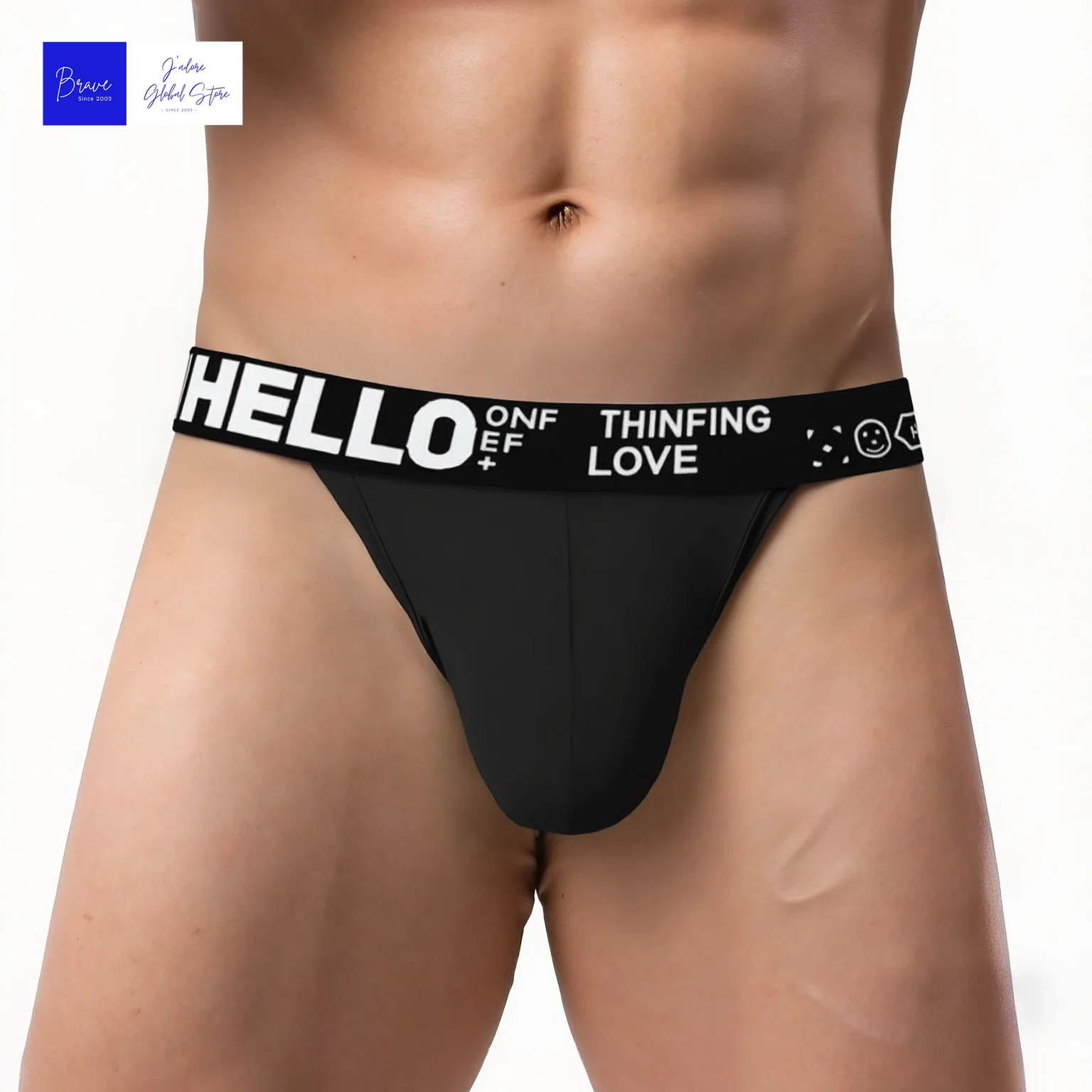 

Sexy Men's Hello Letter Waistband Athletic Thong Ice Silk Low-Rise Bikini Briefs Moisture-Wicking Gym Underwear for Bodybuilders