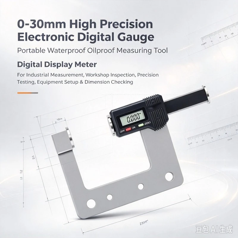 0-30mm High Precision Electronic Digital Gauge, Portable Waterproof Oilproof Measuring Tool, Digital Display Meter