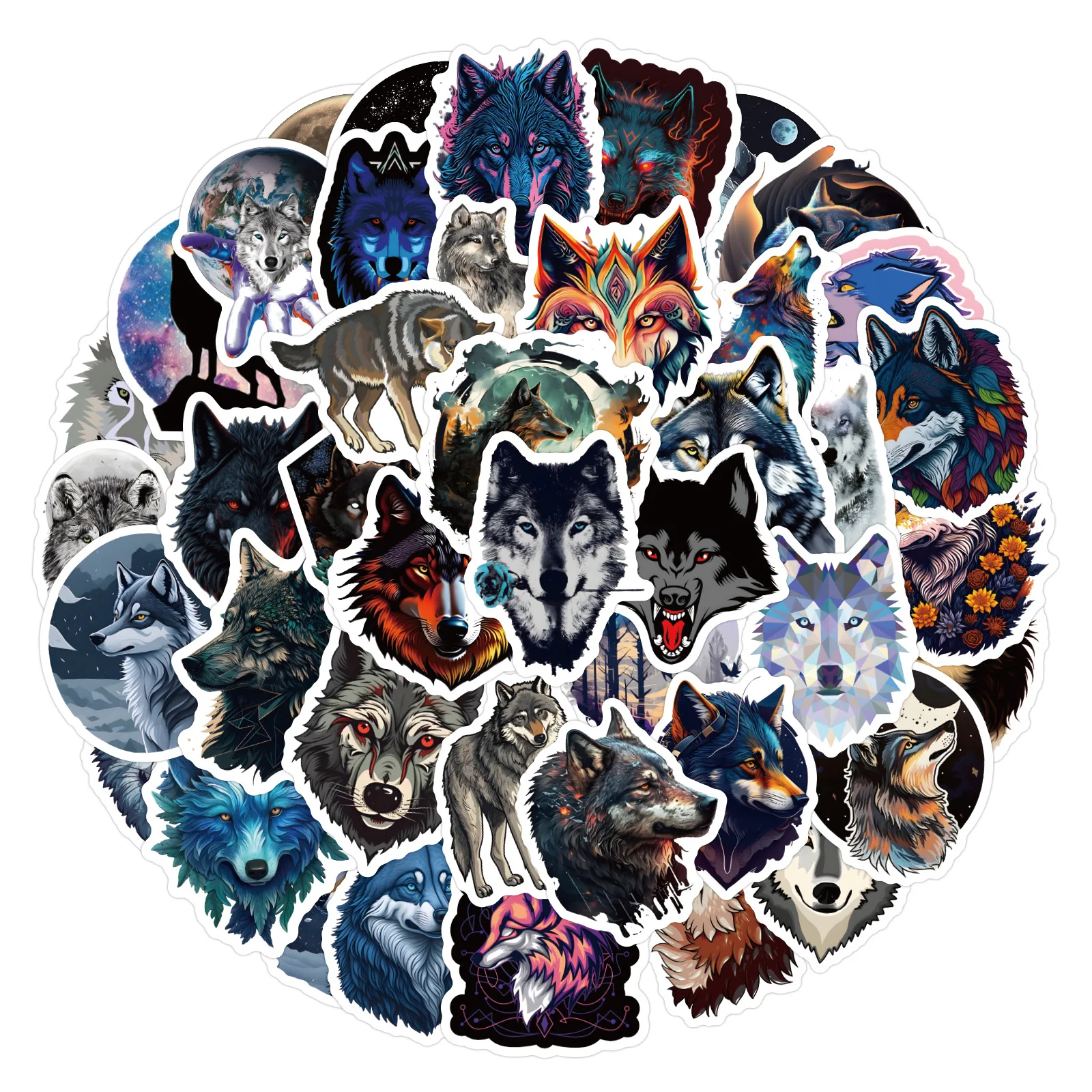 

10/60PCS Wolf Cartoon Stickers Cool Animal Graffiti Decoration Cartoon Wolf Sticker Suitcase Laptop Phone Guitar Car Bike Toy