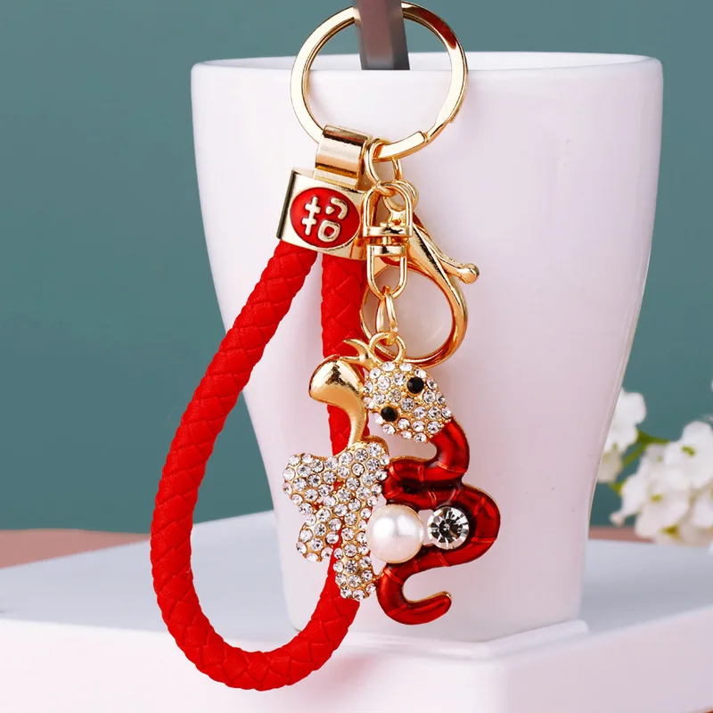 2025 Year Of Chinese Zodiac Snake Lucky Pendant Keychain Creative Key Ring Accessories Women Men Bag Charm Gift