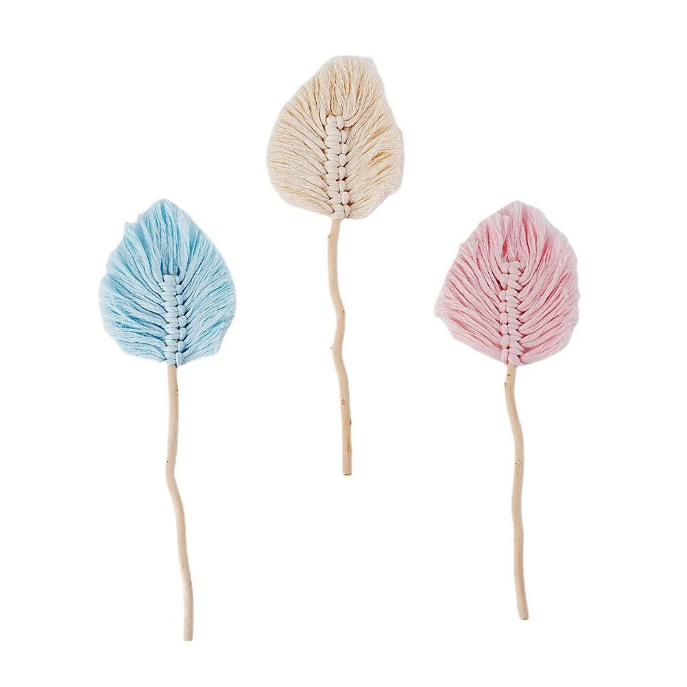 

3 Pcs Cotton Rope Leaf Decoration Green Home Adornment Photo Prop Table Banquet Decorations Modern Leaf Shaped