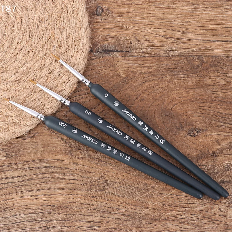 Original School Supplies 3Pcs 0/ 00/ 000 Miniature paint wolf hair professional paint brush for art