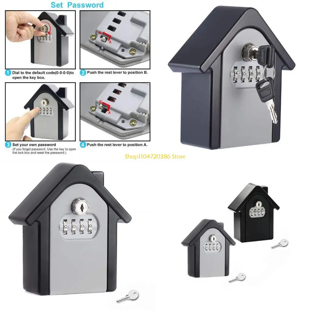 

K0EA Security for Key Lock Box 4 Digit Zinc Alloy Wall Mounted for Outside Spare for