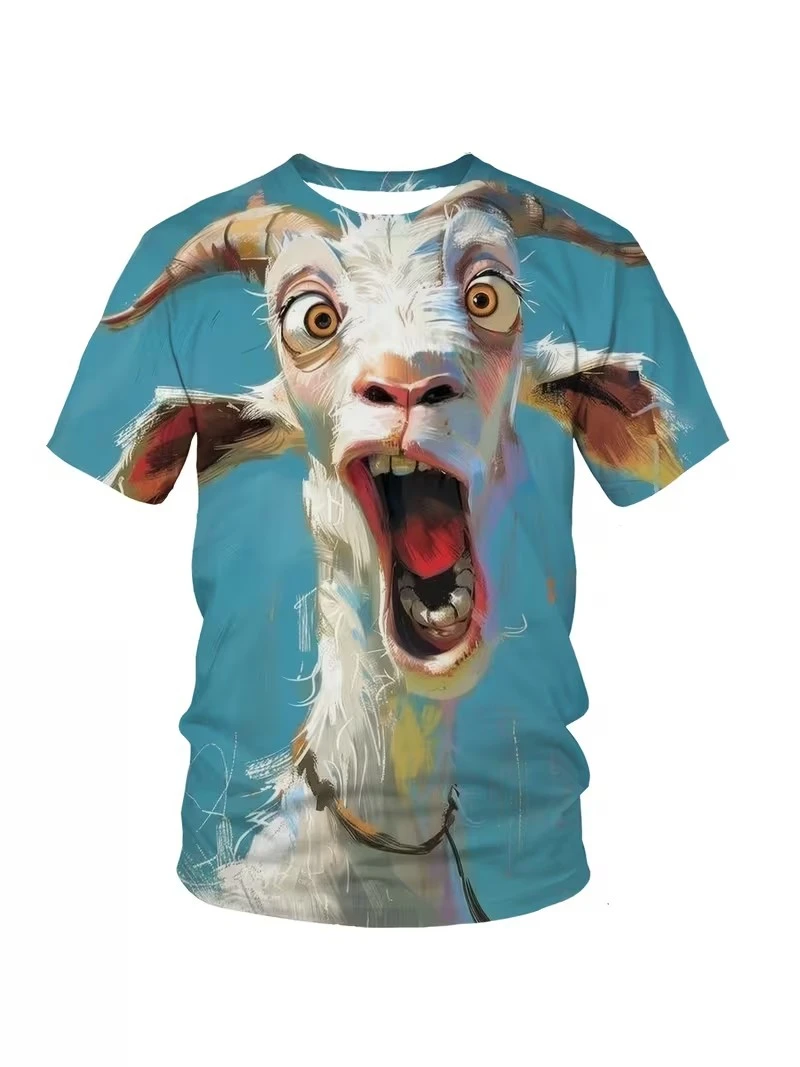 Unisex 2026 Cartoon Animal T Shirt Men Women Cat Dog Wolf Goat 3d Printed T Shirts For Casual Fashion Funny Shirt Y2k Tops Tees