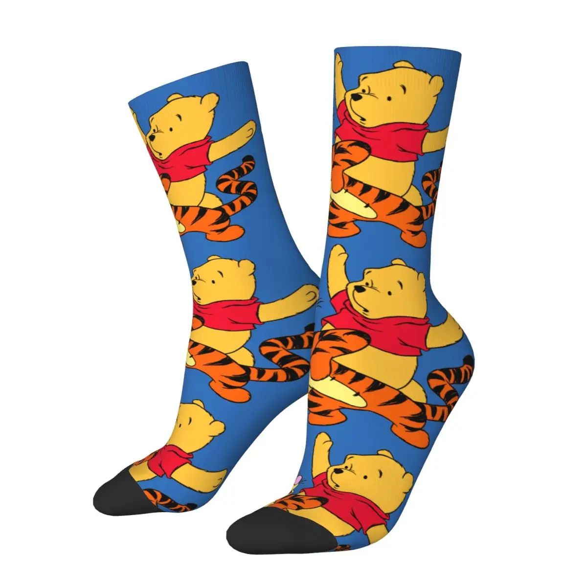 Tigger Cartoon Men's Socks Retro Harajuku Disney Winnie The Pooh Street Style Novelty Casual Crew Sock