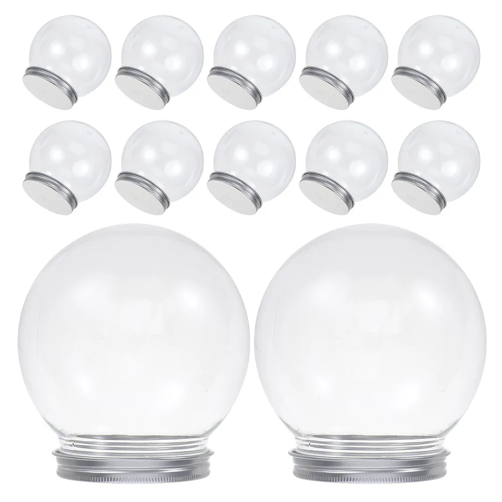 12Pcs Clear Fillable Snow Globes Plastic Water Globes Round DIY Craft Jars Christmas Decoration Snow Scene Clear Plastic Balls