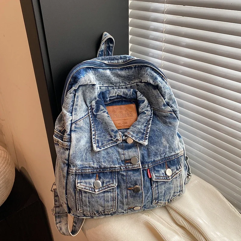 Casual Denim Large Capacity Backpacks High Quality Personality Sense of Luxury Super Cool Backpacks for Women 2024 Fashion New