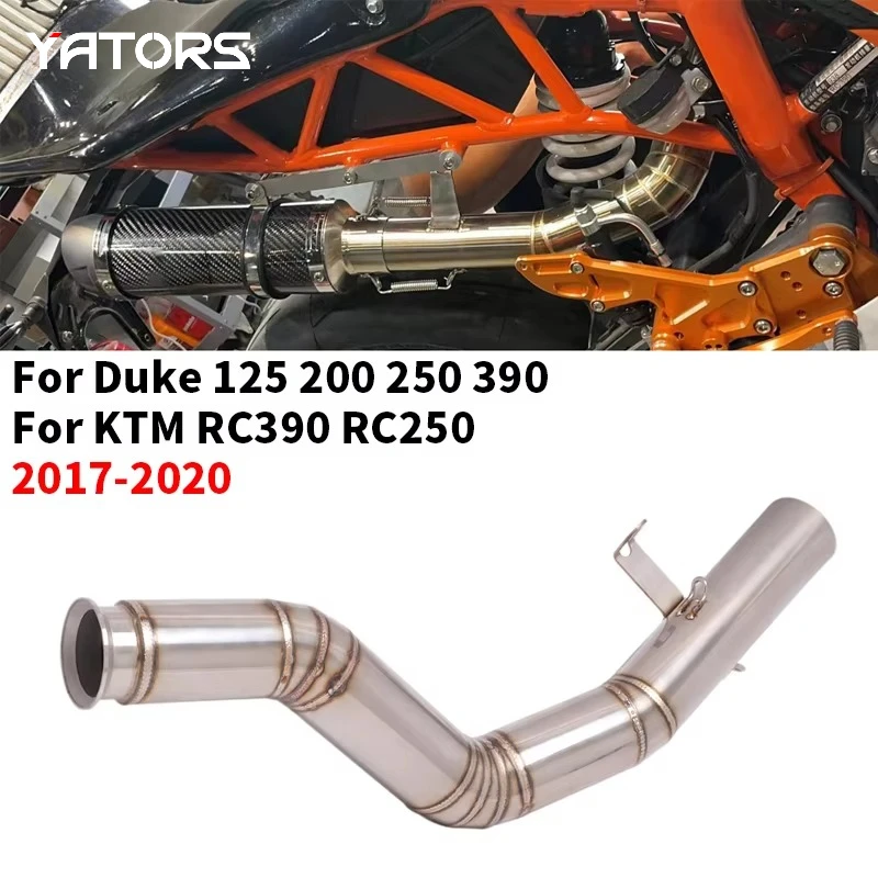 Slip On for Ktm Duke 390 250 200 125 Rc390 Rc250 2017-2020 Modified Motorcycle Exhaust Mid Link Pipe Tube Muffler Escape Moto