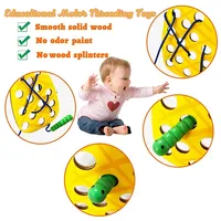Wooden Lacing Toy Educational Fruits Threading Activity Puzzles Studying Fine Motor Skill Car Travel Toy Set for Toddlers Kids