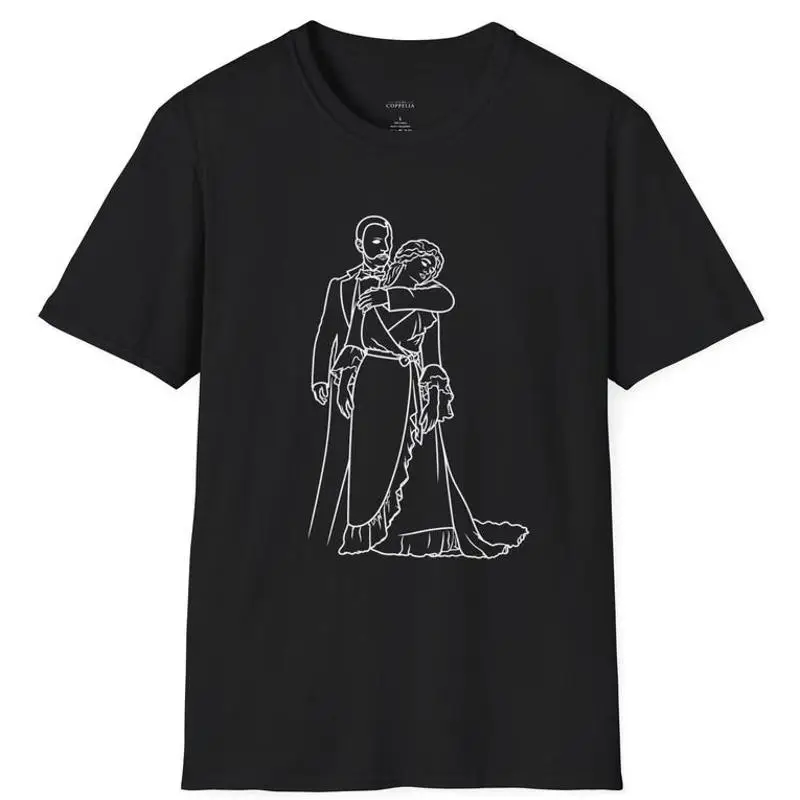 Phantom Of The Opera Line Art Gothic Romance Dark Academia T-Shirt
